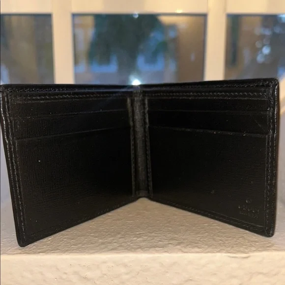 Gucci Black and Gray Wallet with Monogram Pattern